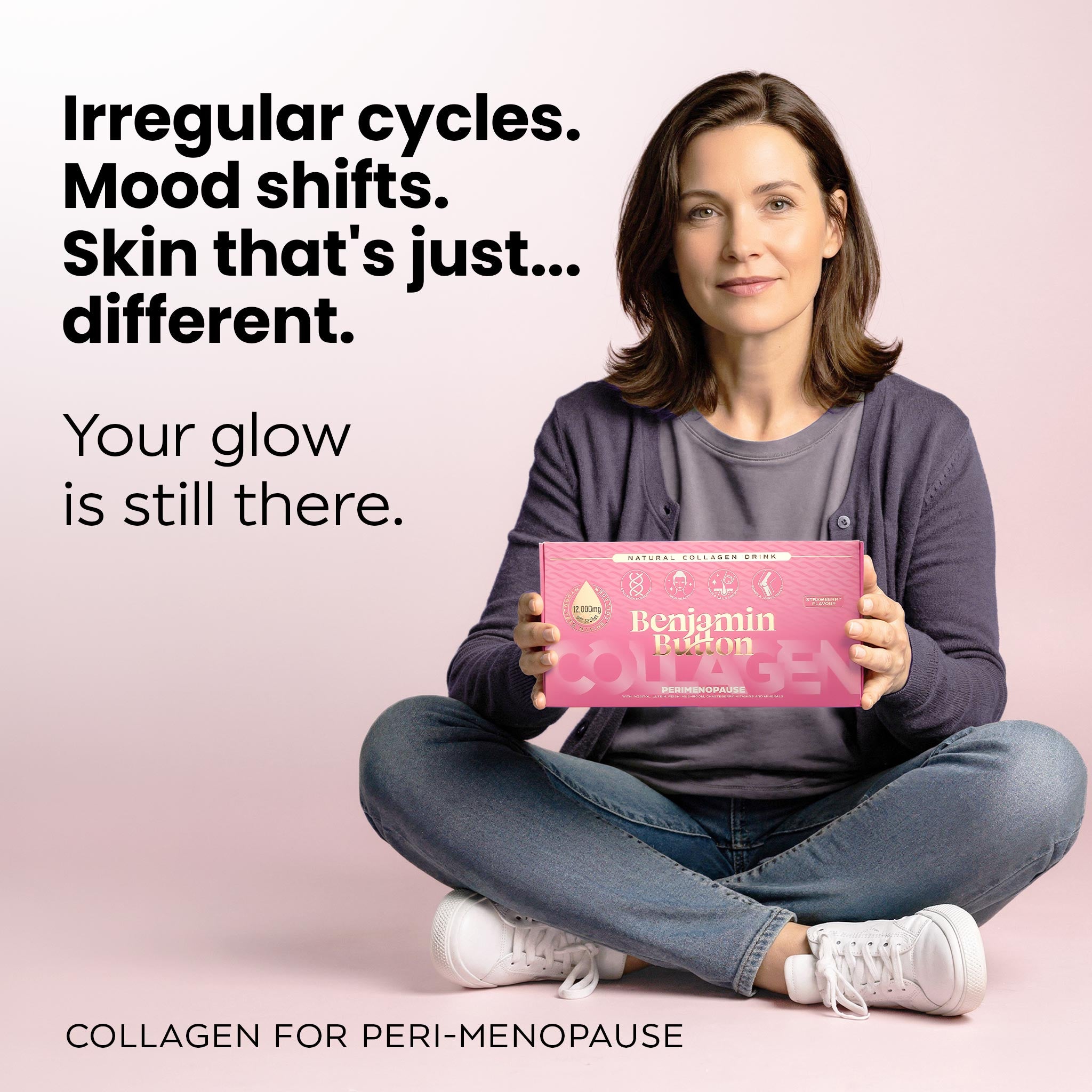 ペリメノポーズ コラーゲン ストロベリー サシェ – 14パック(2週間分) – 12,000mg マリンコラーゲン、チェストベリー、ビタミン&ヒアルロン酸配合