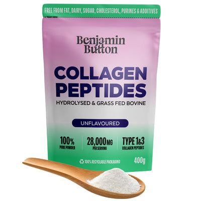 Proszek kolagenu wołowego - 95% białka, 400g bez smaku | Benjamin Button